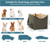 صندلی ماشین سگ مخصوص سگ های کوچک ساخته شده از آکسفورد مرغوب و با لنت استفاده می شود که می توان آن را با زیپ به دهانه پایین متصل کرد و برای شستشو جدا شد (شستشو با دست توصیه می شود).