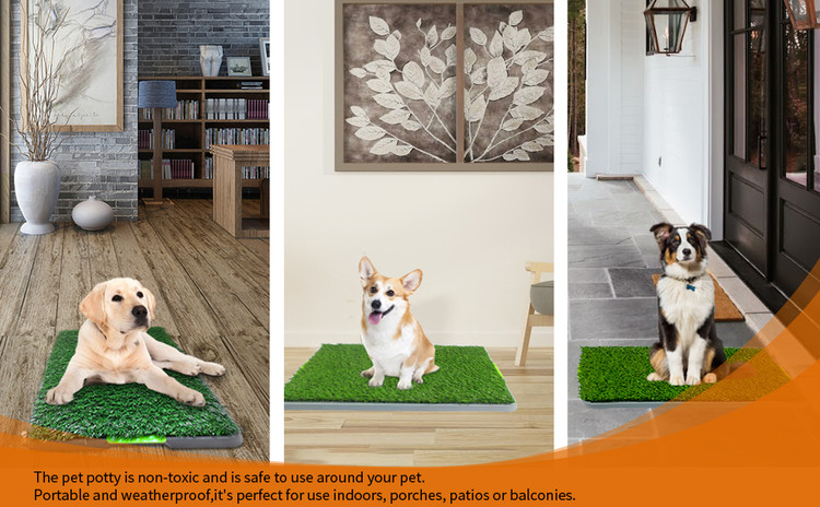 این گلدان حیوان خانگی دارای طراحی سه لایه است که شامل یک تشک چمن مصنوعی، سینی مشبک و یک سینی حاوی ضد نشتی است