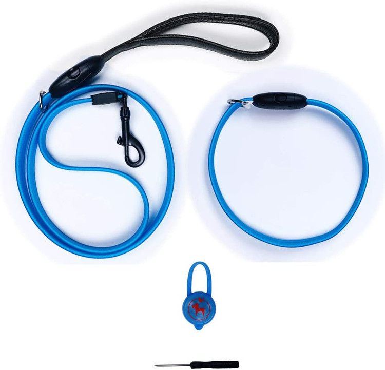 قلادههای سگ و چراغهای الایدی با رنگ هماهنگ هستند، قلادههایی با چراغهای همسان 3 حالت روشنایی (روشن، بارق و چشمک زدن) را ارائه میکنند، به صورت هالهای بیعیب در اطراف گردن حیوانات خانگی شما روشن میشوند