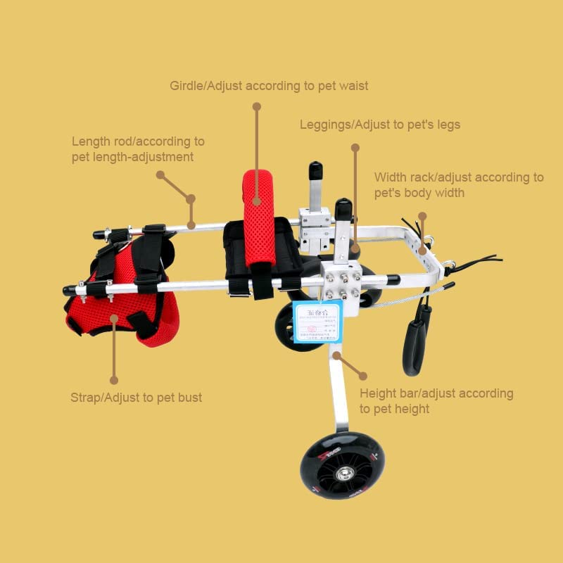 ویلچر 2-Wheel برای پیری اندام عقبی، ناتوانی، آسیب، آرتریت، گربه ها/حیوانات خانگی ضعیف مناسب است