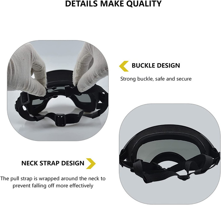 عینک کاملا بسته باعث میشود که چشمهای حیوان خانگی از باد، خاک، شن یا هر چیز دیگری که ممکن است در هوا پرواز کند، آسیب نبیند.