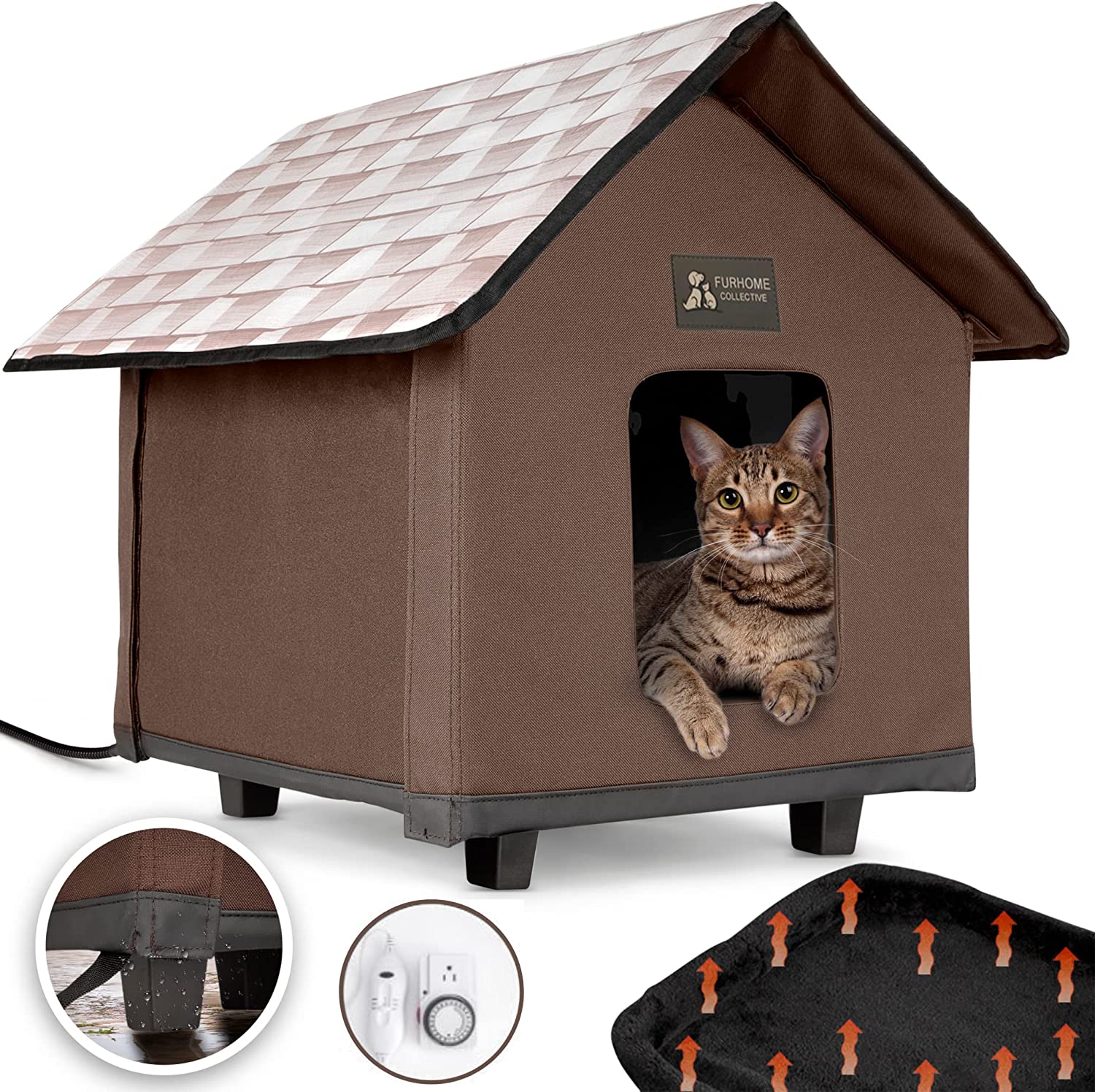 خانه گربه در فضای باز و مرتفع، ضد آب و عایق گرمایش برند: FURHOME COLLECTIVE کد : KH 640