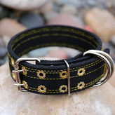 طول قلاده 25.5 اینچ، عرض 2.4 اینچ و ضخامت 1 اینچ است. عرض آن برای اطمینان از خفه نشدن گردن سگ مناسب است.