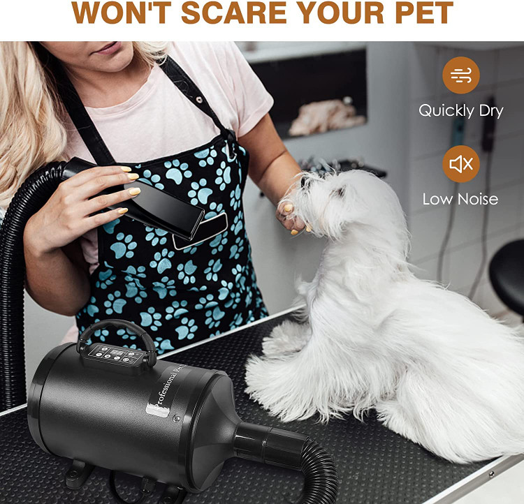 سشوار سگ با صفحه نمایش لمسی LED هوشمند، که عملکرد آسان تری را ارائه می دهد و دما و سرعت باد را در زمان واقعی نشان می دهد.