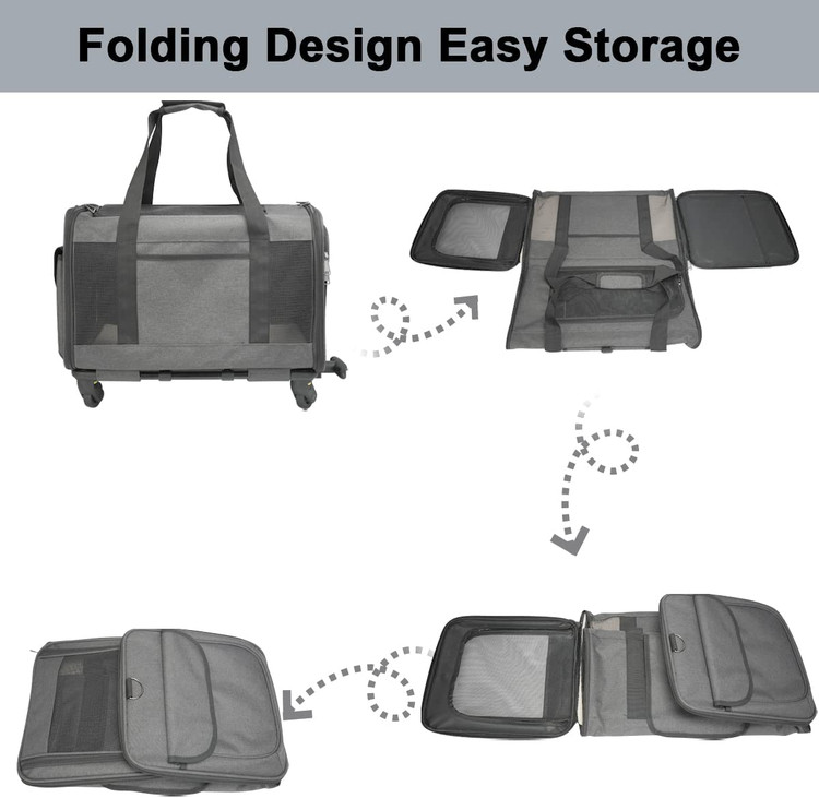 کیف سگ کوچک ما با چرخهای جداشونده دارای بندهای شانهای قابل تنظیم و غیرلغزشی است که میتوان از آن به عنوان یک کیف تکشانه برای بچه گربهها در فضای باز استفاده کرد