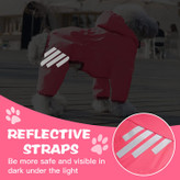 کت بارانی سگ دارای چهار سایز است، S M L XL برای سگ های کوچک و متوسط طراحی شده است. لطفاً قبل از خرید، اندازه سگ را اندازه بگیرید و نمودار ابعاد را برای انتخاب درست آن رجوع کنید.