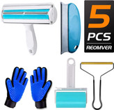 ست 5 تیکه پاک کننده موهای حیوانات خانگی و پرز زدای لباس برند : ALLBIZ کد : S 660