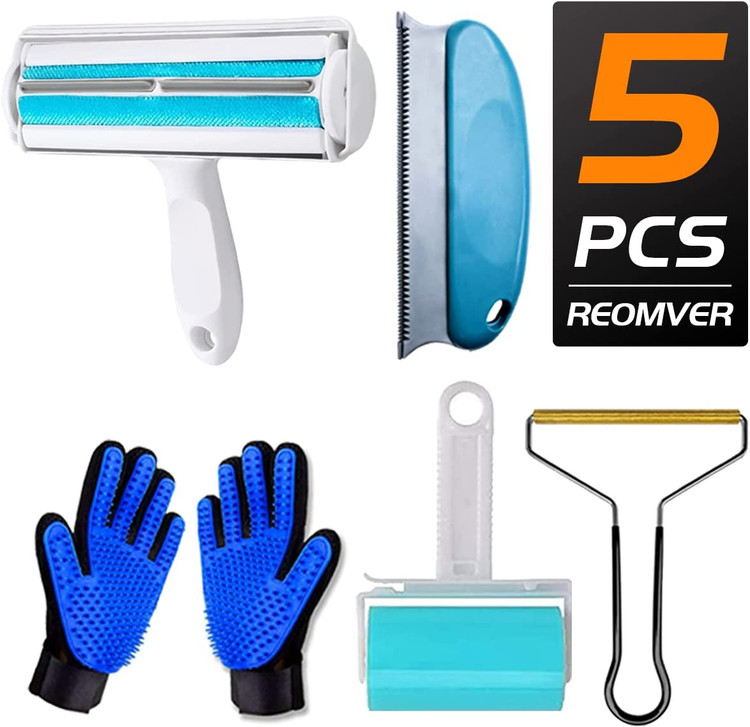 ست 5 تیکه پاک کننده موهای حیوانات خانگی و پرز زدای لباس برند : ALLBIZ کد : S 660