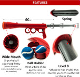 با استفاده از این لانچر توپ تفنگ مخصوص سگ ها را بردارید و پرتاب کنید. به راحتی می توان توپ را از 10 متر تا 15 متر (تقریباً 40 فوت تا 50 فوت) پرتاب کرد، بسته به ماشه ای که روی تفنگ دارید.