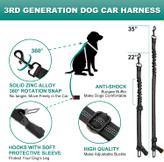 کمربند ایمنی سگ انسانی با سگکهای فلزی محکم و گیره فلزی که با آستین محافظ نرم پیچیده شده است تا از پای سگ شما محافظت کند