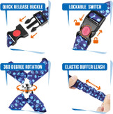 با سگک روی تسمه ها و بانجی الاستیک در داخل، این کمربند ایمنی را می توان از 20 اینچ تا 27 اینچ تنظیم کرد و برای حداکثر طول تا 32 اینچ کشید