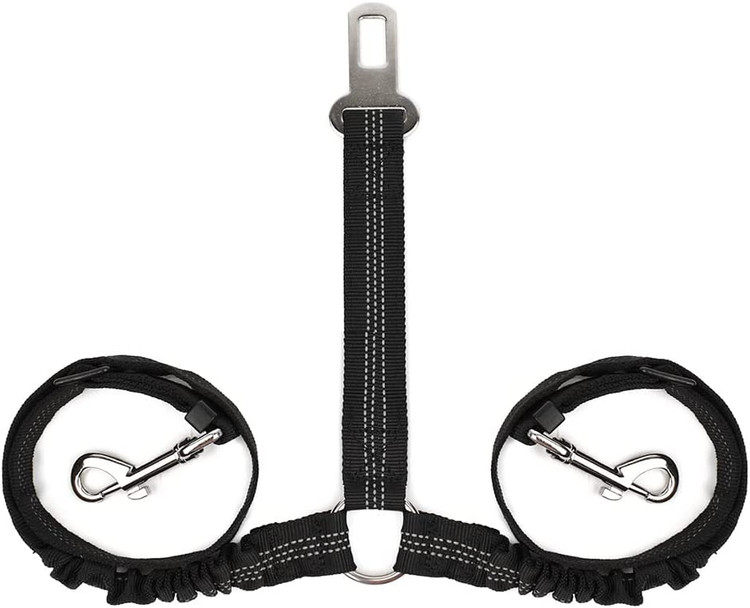 کمربند ایمنی خودروی حیوان خانگی دوگانه با قابلیت تنظیم دو اتصال سگی برند : SlowTon کد : GH 630