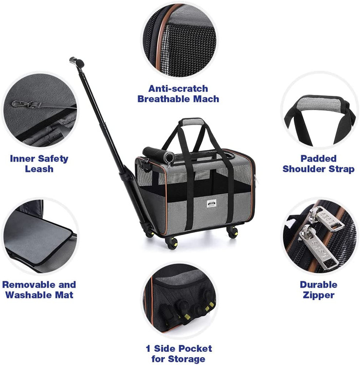 این کالسکه رولینگ کوچک ساختار محکمی دارد و به یک تشک دنج مجهز شده است تا حیوان خانگی شما راحت بماند. و بند ایمنی داخلی از فرار حیوان خانگی شما جلوگیری می کند