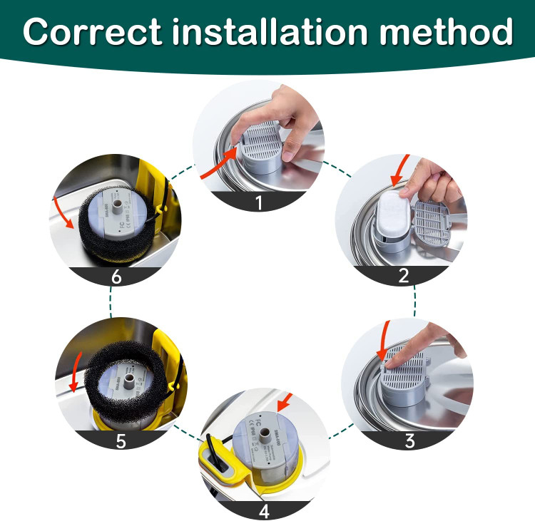 بسته شامل 8 فیلتر فواره گربه و 8 اسفنج پیش فیلتر است.