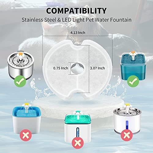 آب خوری 8 عددی ما برای جایگزینی فیلتر فواره گربه گرد فولادی ضد زنگ و آبخوری رنگی پت با سایر چراغ های LED سازگار است.