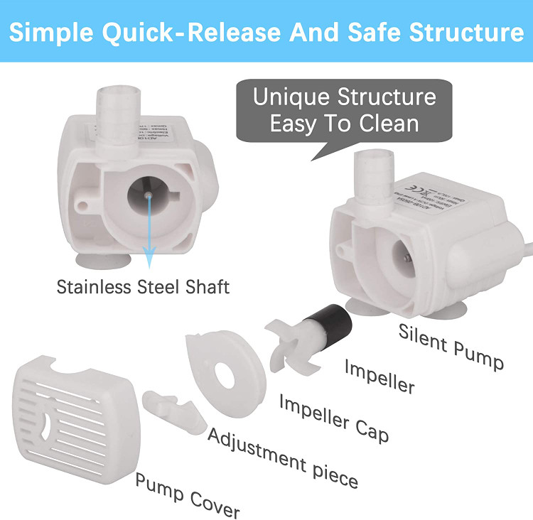 پمپ آب تغذیه گربه و آبرسانی دارای توری فیلتر، ساختار ساده سریع و ایمن است